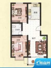 纳福馨城户型A 2室1面积:83.00平米