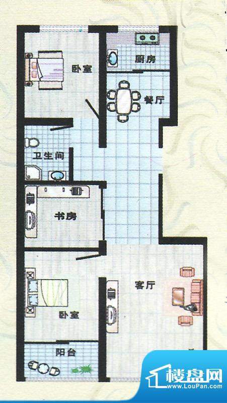 海韵御花园高层A户型面积:98.00平米