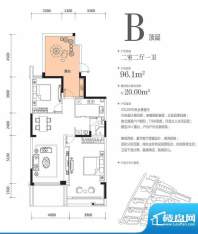 天力水榭春城B顶层 面积:96.10m平米