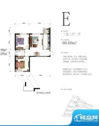 天力水榭春城E户型 面积:80.60m平米