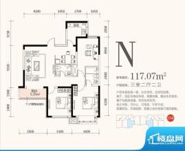 长湖新城117.07平3室面积:117.07m平米