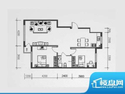 学府名城高层户型G3面积:94.78m平米