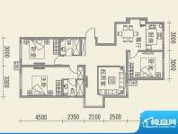 锦湖花园户型图7 3室面积:122.87m平米