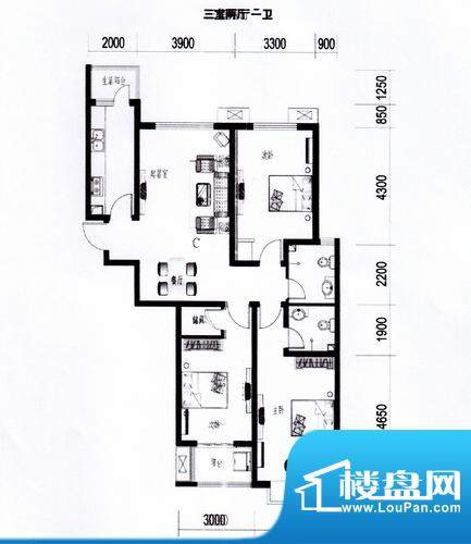康桥尚城C三室两厅一面积:130.38m平米