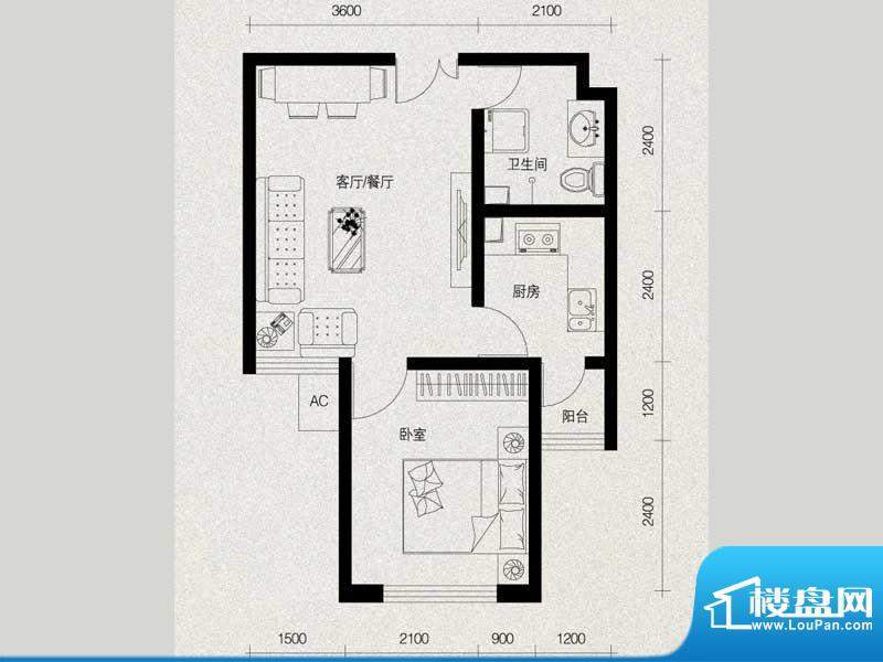 翔河湾小区111-47.6面积:47.62m平米