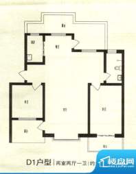尚林苑D1户型图 2室面积:100.00m平米