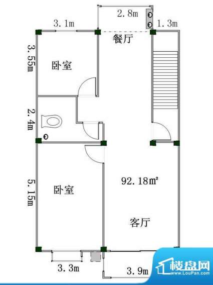 盛業豪庭1、2、3#楼面积:92.18m平米