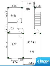 盛業豪庭4#楼标准户面积:88.95m平米