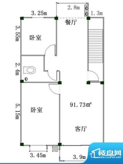 盛業豪庭4#楼东一户面积:91.73m平米