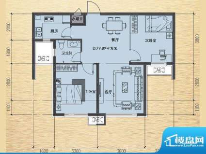 恒瑶·水韵城D户型-面积:79.89m平米