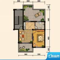 上河城D6户型 1室2厅面积:53.20m平米