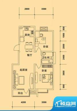 典逸心洲E户型 3室1面积:99.00m平米