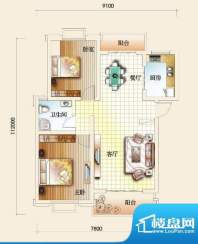 圣地亚哥A户型 2室2面积:92.90m平米