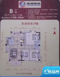 滨海明珠1#楼三房两面积:129.10m平米