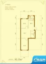 依海芳洲户型图 2室面积:80.19m平米