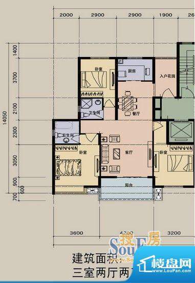 江景兰庭户型图 2室面积:125.00m平米