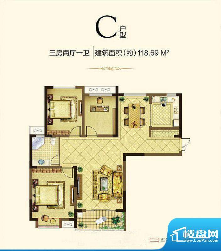 金润国际C户型 3室2面积:118.69m平米