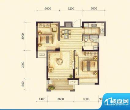 柏庄·春暖花开B户型面积:79.59m平米