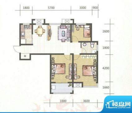 和谐家园G1户型 3室面积:99.00m平米