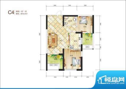 百大拓基广场C4户型面积:76.54m平米