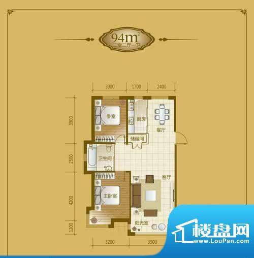 香山美墅2室2厅1卫9面积:94.00平米