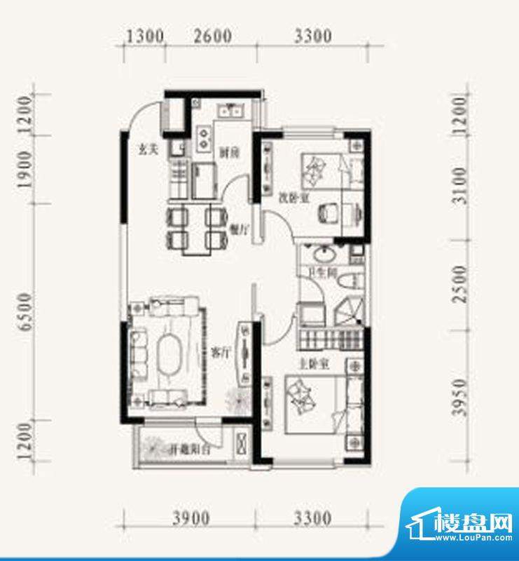 万科沈抚新城金域蓝面积:88.00平米