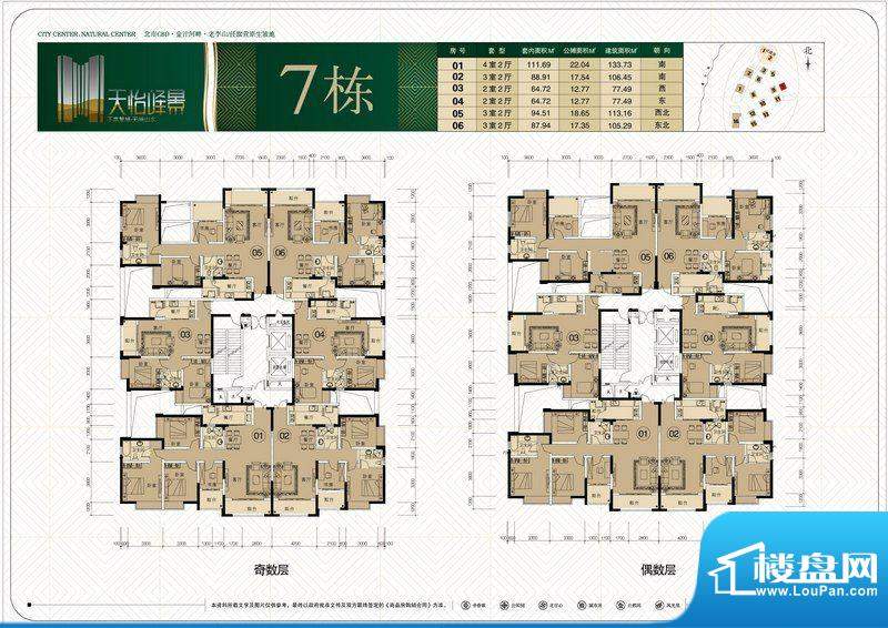 天怡峰景花园7栋户型面积:613.61平米
