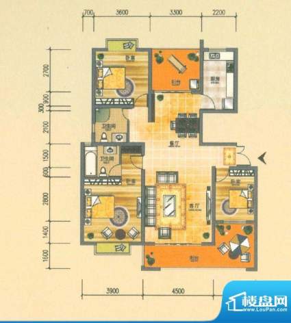 保利宁湖峰境K1户型面积:139.00平米