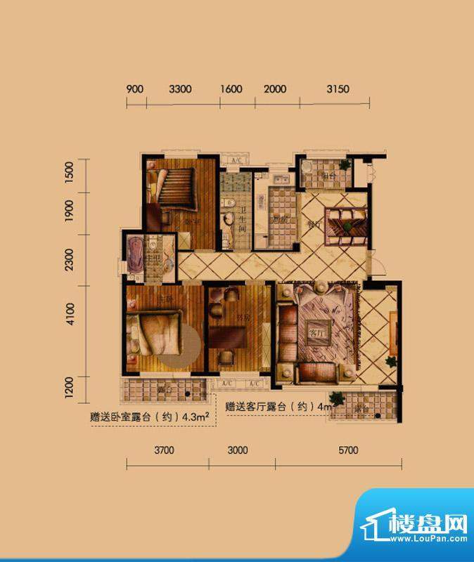 方大上上城二期四层面积:128.00平米