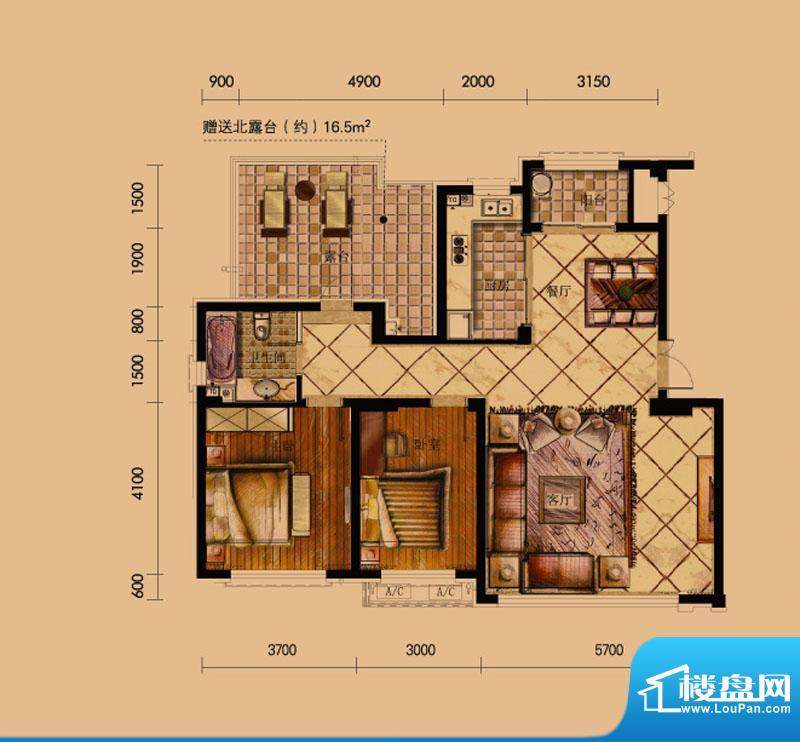 方大上上城二期五层面积:109.00平米