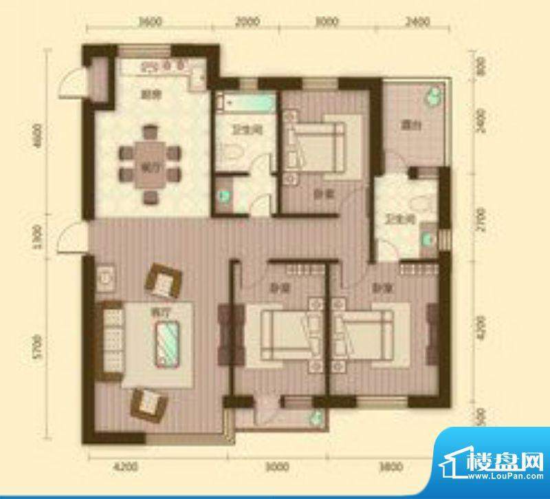 宗裕国际鑫城I户型3面积:133.41平米