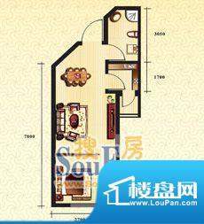 新华国际公寓a户型3面积:41.02平米