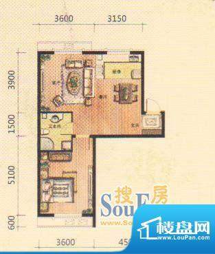 锦绣澜湾1#2#1室2厅面积:64.54平米