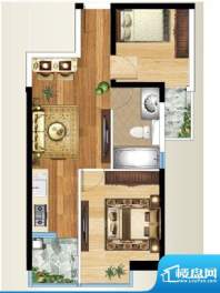 禧瑞都B/C-6户型 2室面积:64.32平米