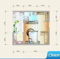 元友南城都汇B6户型面积:38.21平米