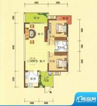 龙湾上城A户型图 2室面积:89.75平米