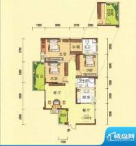 龙湾上城B户型图 3室面积:126.11平米