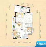 黄河畔岛E户型图 3室面积:109.84平米