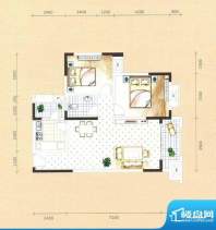 黄河畔岛F户型图 2室面积:86.80平米