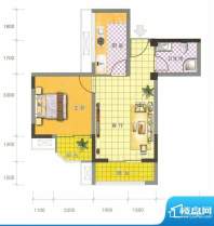 北辰·观山水C2 户型面积:58.42平米