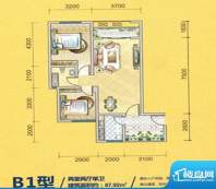 新里程尊域B1户型图面积:87.92平米