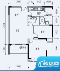 仙桃·福星城A2户型面积:93.83m平米