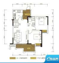 希望城L户型图 2室2面积:82.63平米