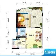 湖畔新城C3户型图 1面积:50.00平米