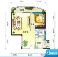 湖畔新城C4户型图 1面积:64.00平米