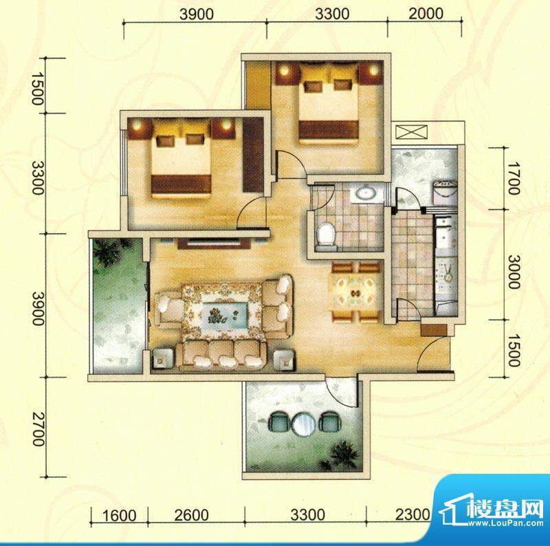 天缘地芳N3户型图 2面积:85.00平米