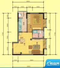 七彩城D1、E1户型图面积:46.56平米