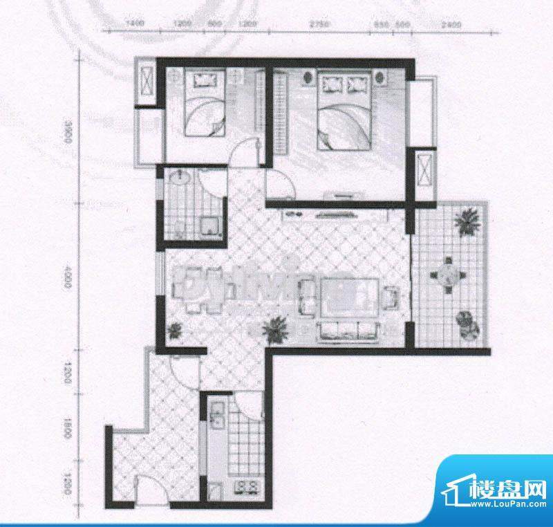 骏逸东山二期J2户型面积:83.85平米