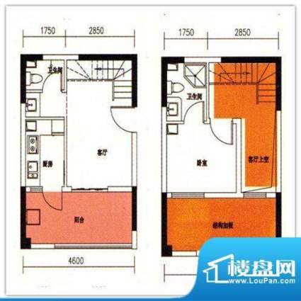 银鑫·五洲广场一室面积:58.12平米