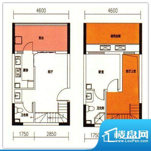 银鑫·五洲广场一室面积:62.83平米